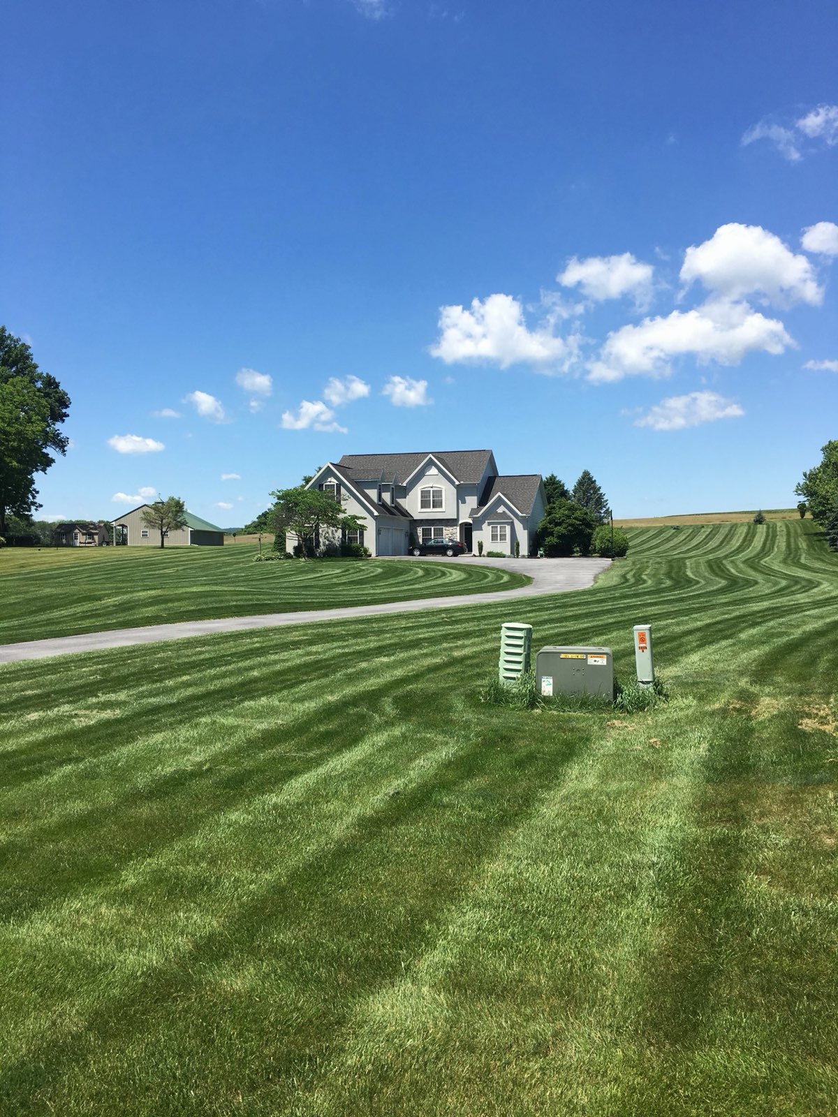 Thick, evenly striped turf on a Central PA property