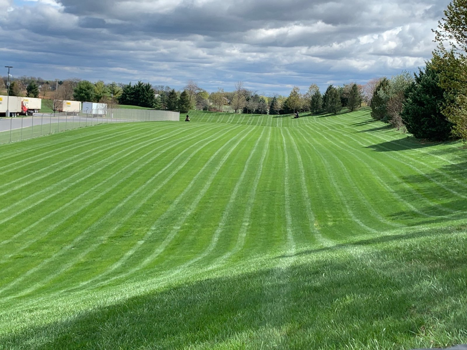 Thick, evenly striped turf on a Central PA property