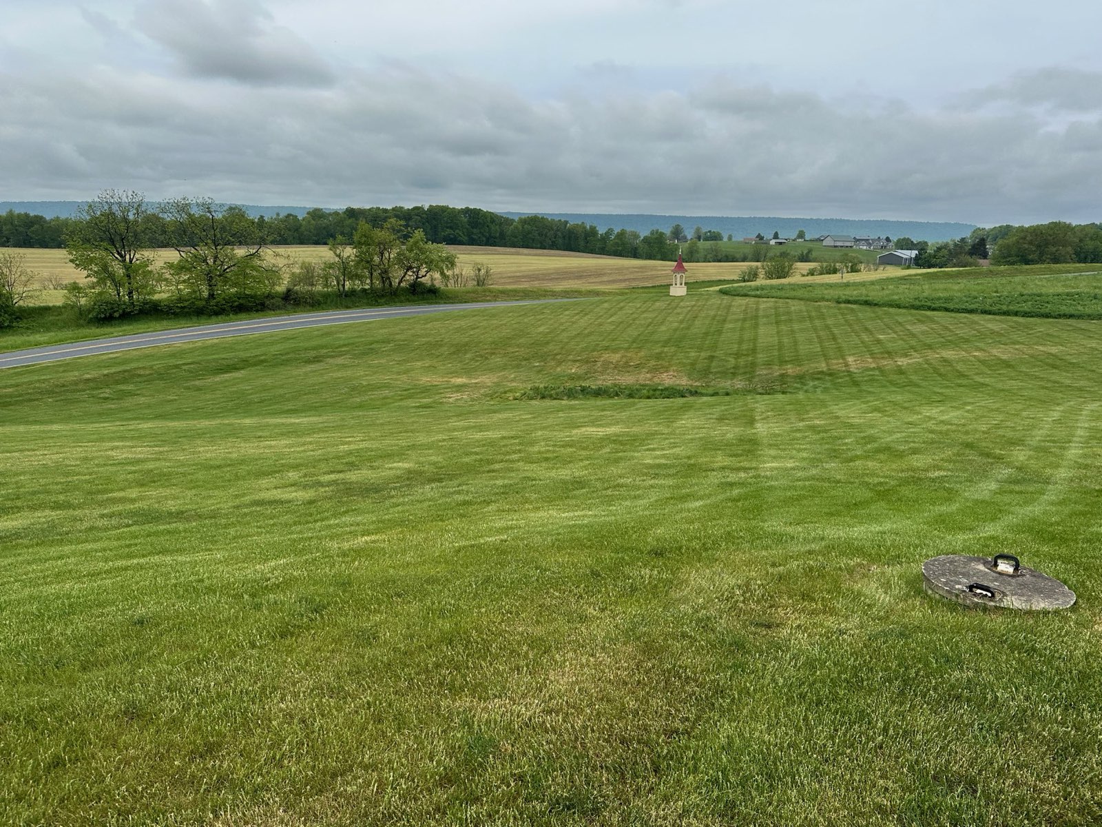 Thick, evenly striped turf on a Central PA property