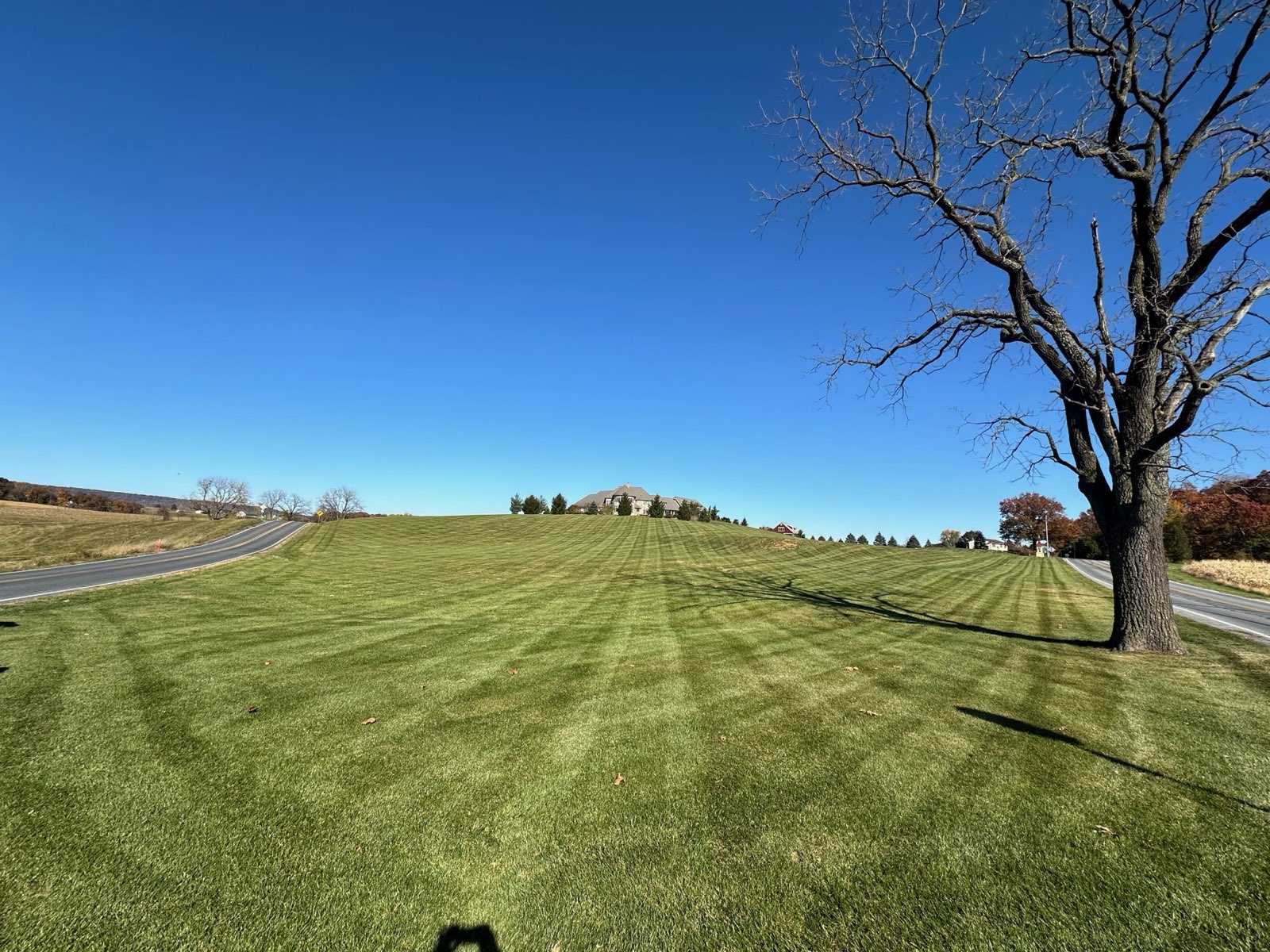 Thick, evenly striped turf on a Central PA property